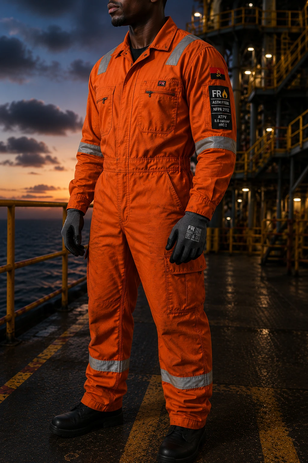 Refinaria de petróleo e gás ao entardecer